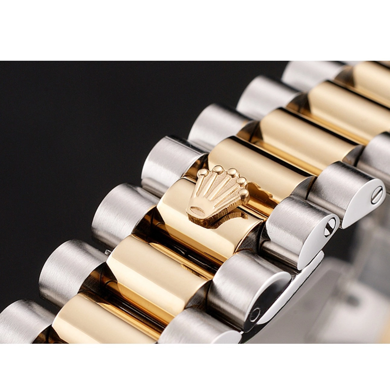 Aaa replica watch Day-Date Dial Two Swiss Black Diamonds And Bracelet Rubies 1454105 Rolex Tone 0803